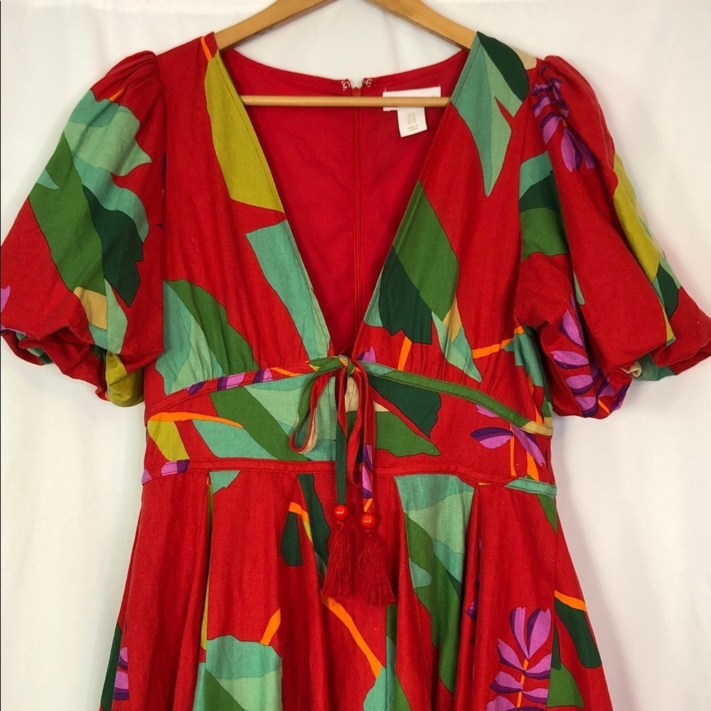 House of Harlow 1960 Tropical Puff Sleeve Mini Dress Size: USA 8 - Picture 7 of 12